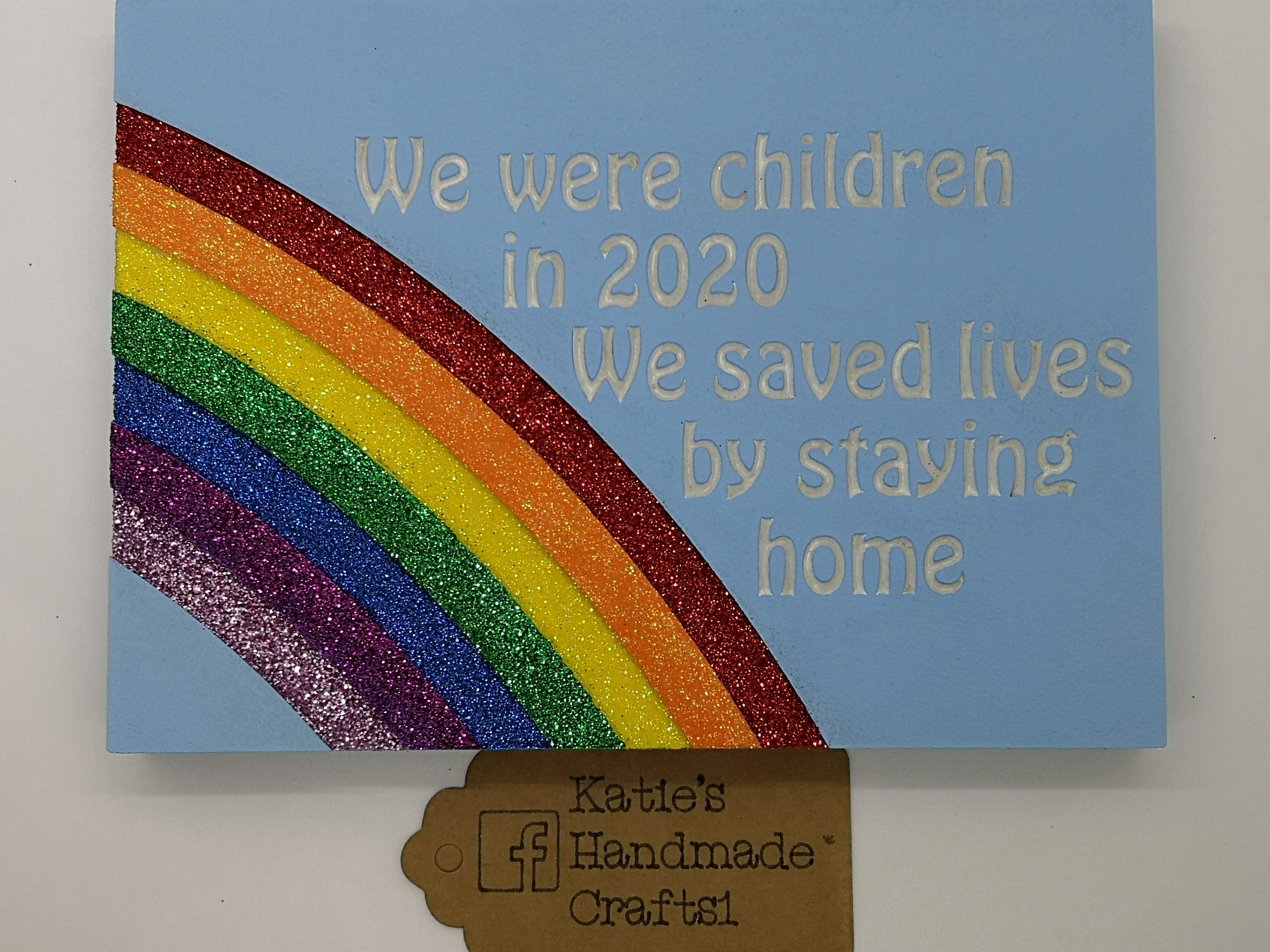 Rainbow Lockdown Memory 2020 Plaque Glitter Covid 19 Stay Home Rainbow Lockdown Memory 2020 Plaque Glitter Covid 19 Stay Home