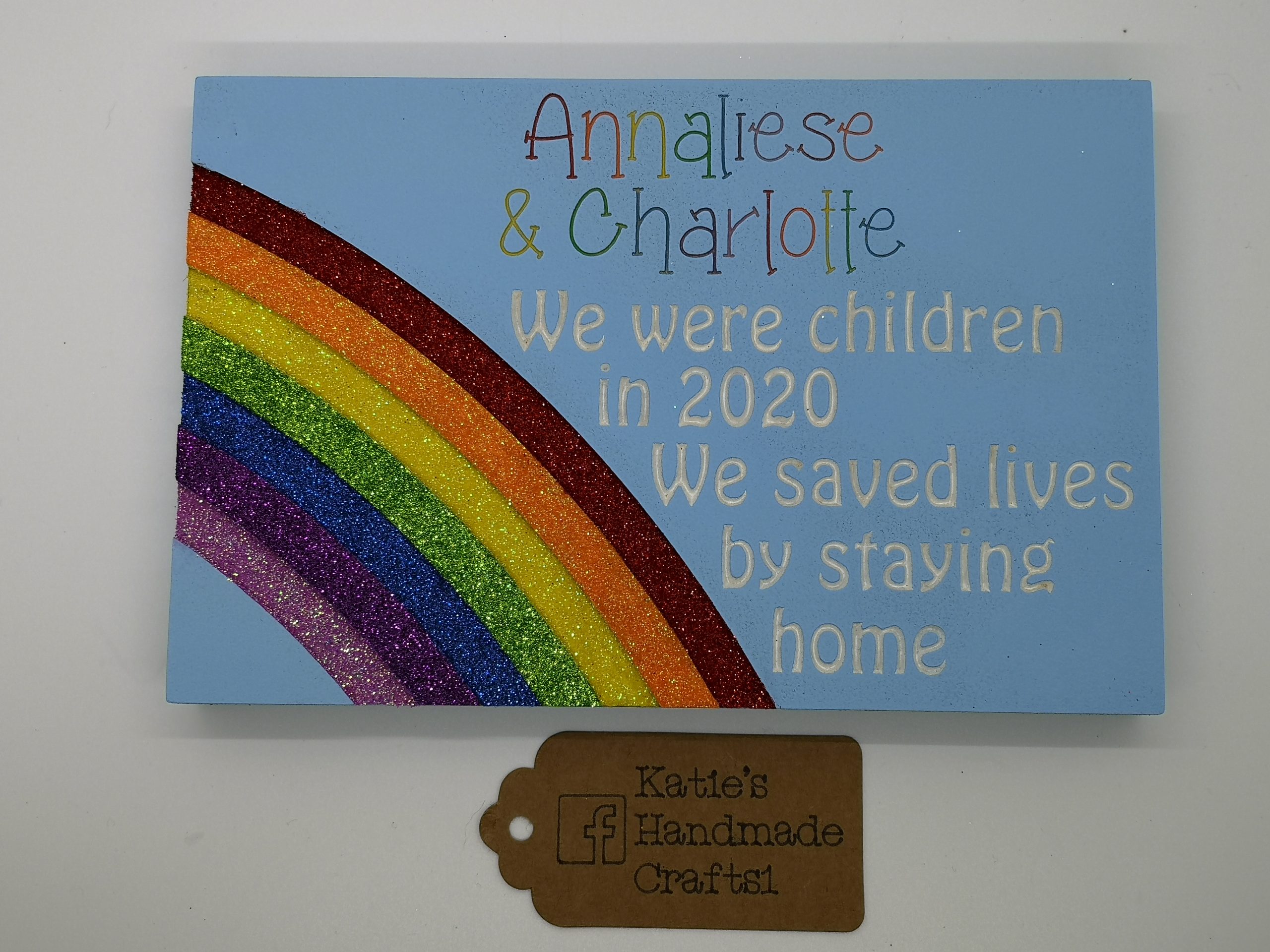 Rainbow Lockdown Memory 2020 Plaque Glitter Covid 19 Stay Home Rainbow Lockdown Memory 2020 Plaque Glitter Covid 19 Stay Home