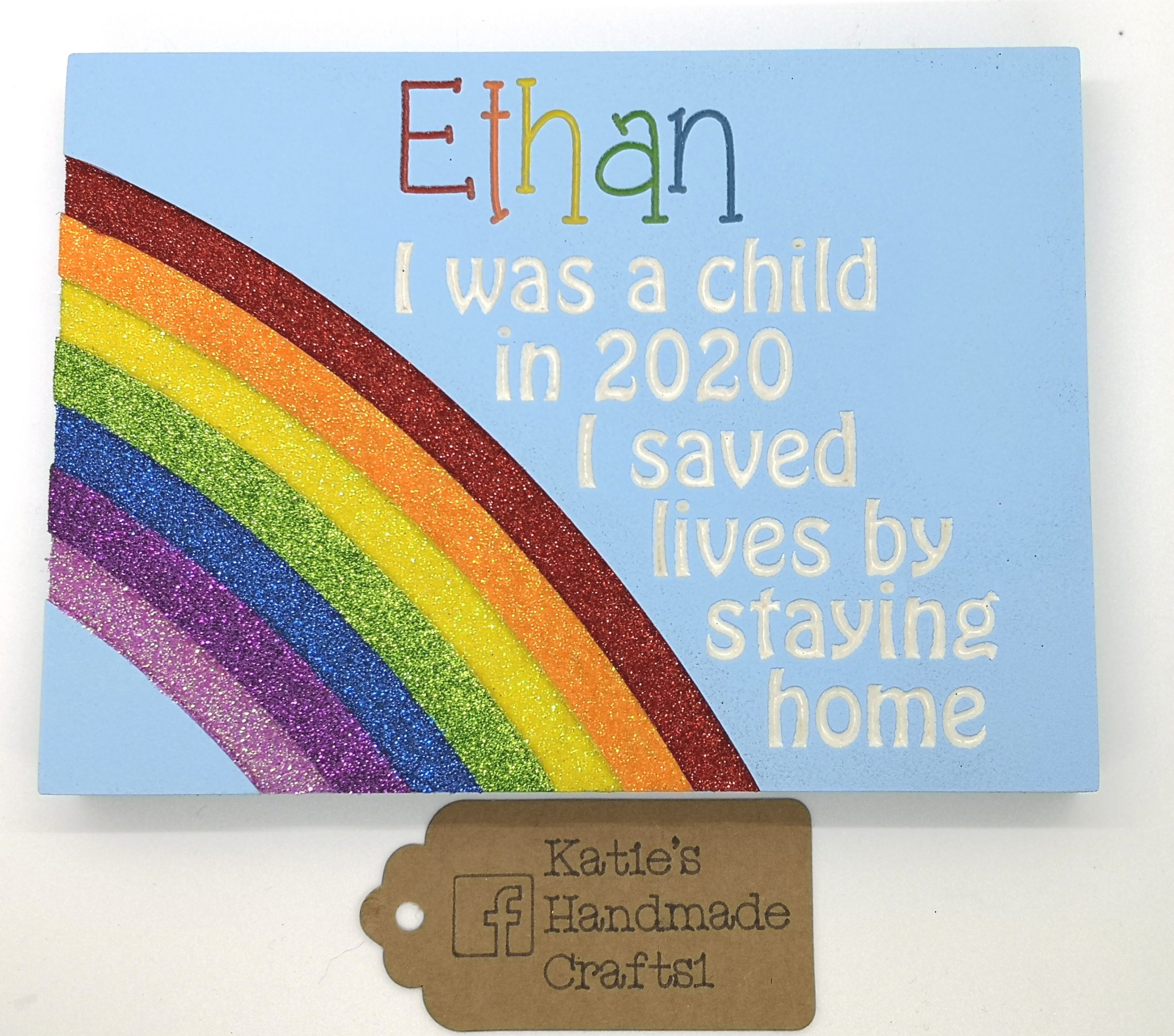Rainbow Lockdown Memory 2020 Plaque Glitter Covid 19 Stay Home Rainbow Lockdown Memory 2020 Plaque Glitter Covid 19 Stay Home