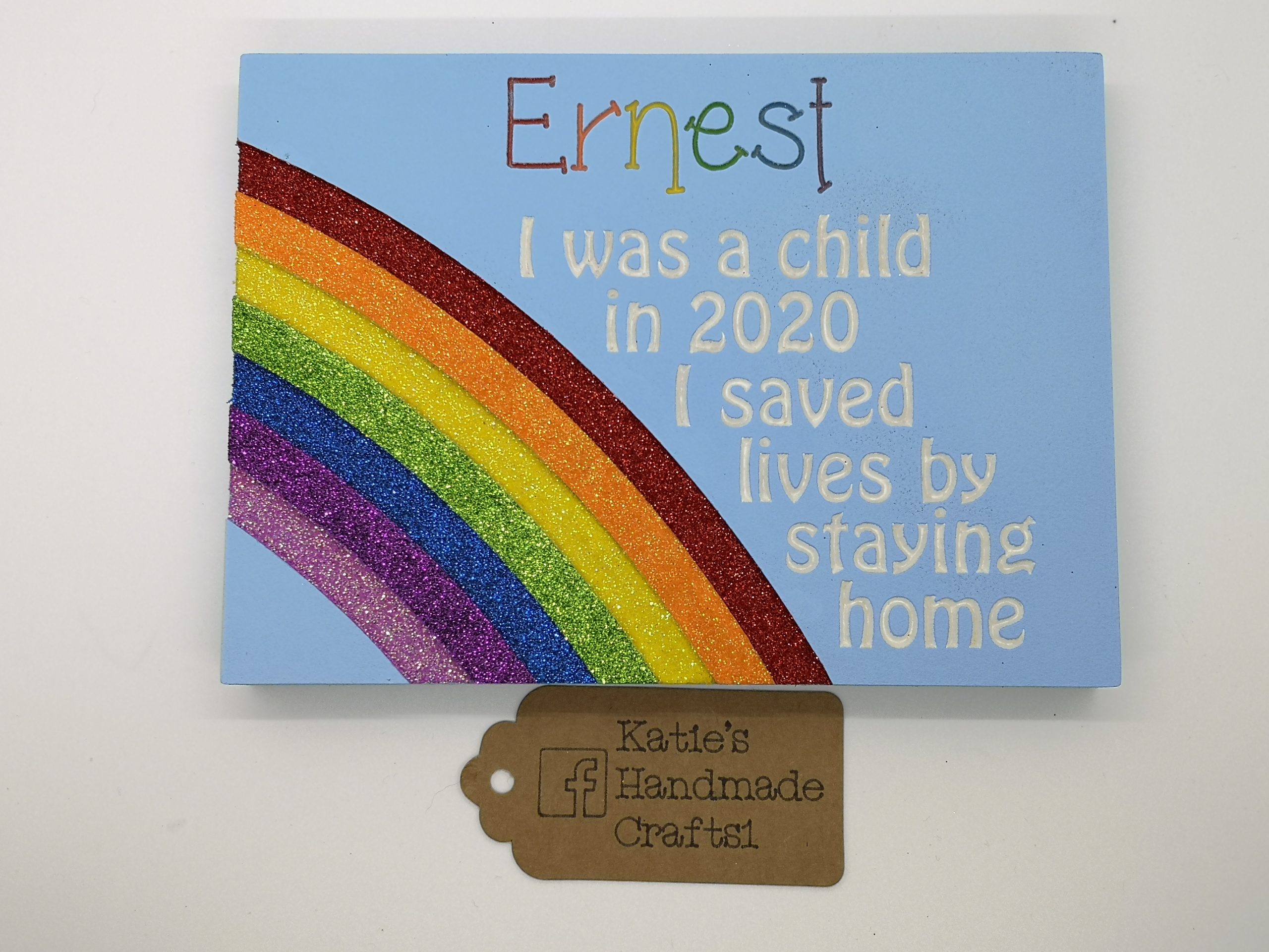 Rainbow Lockdown 2020 Plaque Glitter Covid 19 Rainbow Lockdown 2020 Plaque Glitter Covid 19