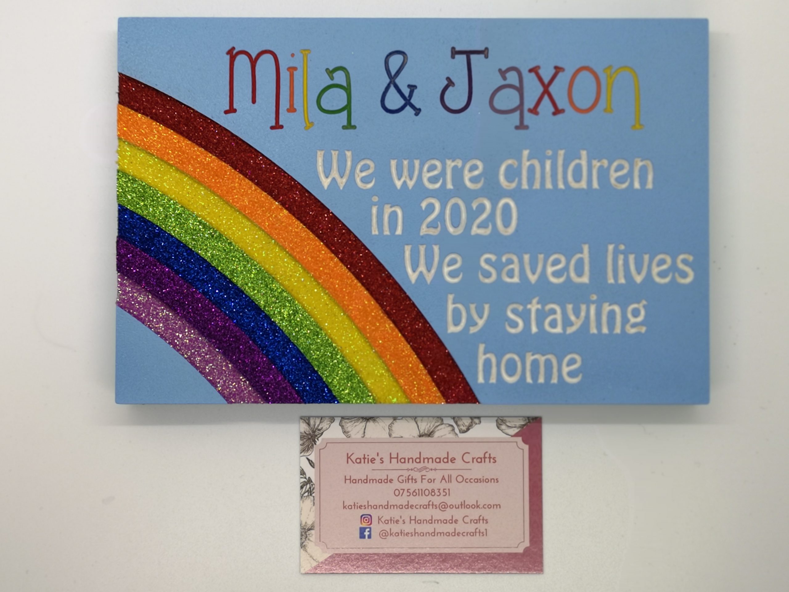 Rainbow Lockdown 2020 Plaque Glitter Covid 19 Stay Home Rainbow Lockdown 2020 Plaque Glitter Covid 19